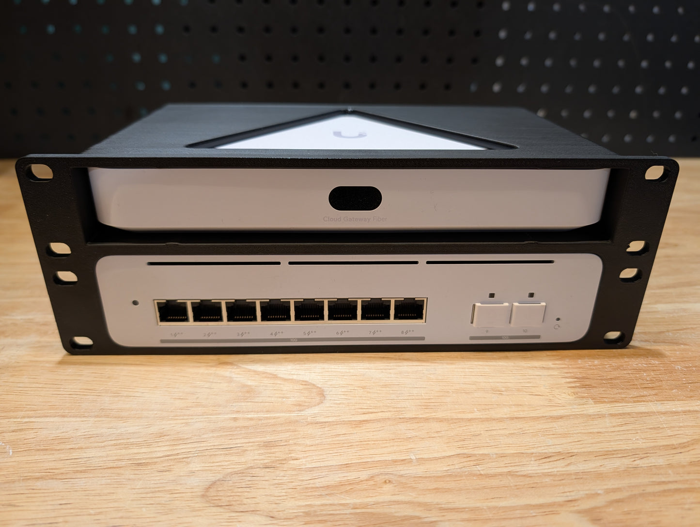 10 Inch 2RU Rack Mount for Ubiquiti Unifi Cloud Gateway Fiber and Pro XG 8 POE Switch